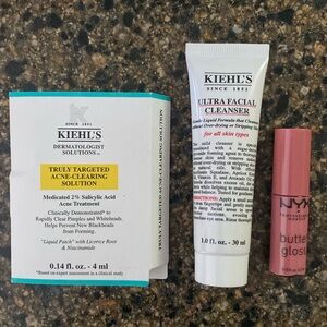 Kiehl’s acne solution sample, Kiehl’s Ultra Facial Cleanser sample, Butter gloss